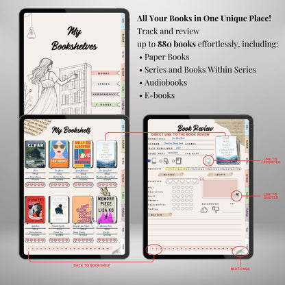 Digital Reading Journal | Digital Reading Planner GoodNotes, Ipad | Book Lovers’ Reading Log, Reading Tracker, Book Shelf, Book Review