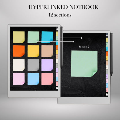 Sticky Notes Bundle for Remarkable Paper Pro Hyperlinked Notebook with 85 Templates & 12 Sections | Remarkable Templates Notes E-Ink Tablet