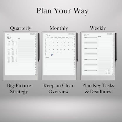 Daily Planner 2025 for Remakable Paper pro and reMarkable 2 Hourly Planner Template Hyperlinked Notebook reMarkable 2 Template Organizer