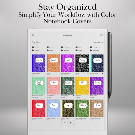 Vintage Notebook Covers for reMarkable Paper Pro Template Colored Notebooks Covers Vintage look Digital Notebooks Bundle for reMarkable