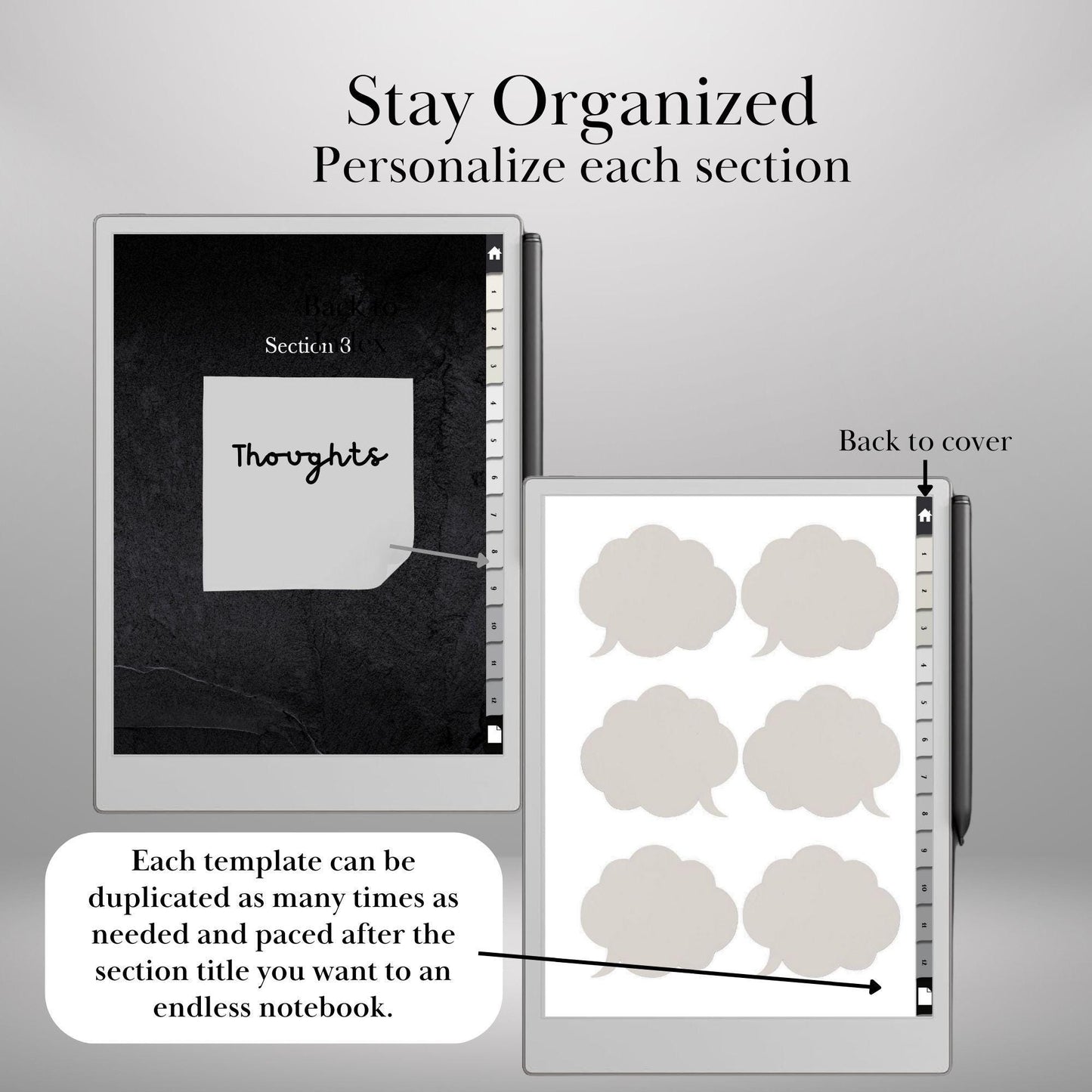 Sticky Notes Bundle for Remarkable 2 Hyperlinked Notebook with 80 Templates & 12 Sections Remarkable Templates Notes E-Ink Tablet templates