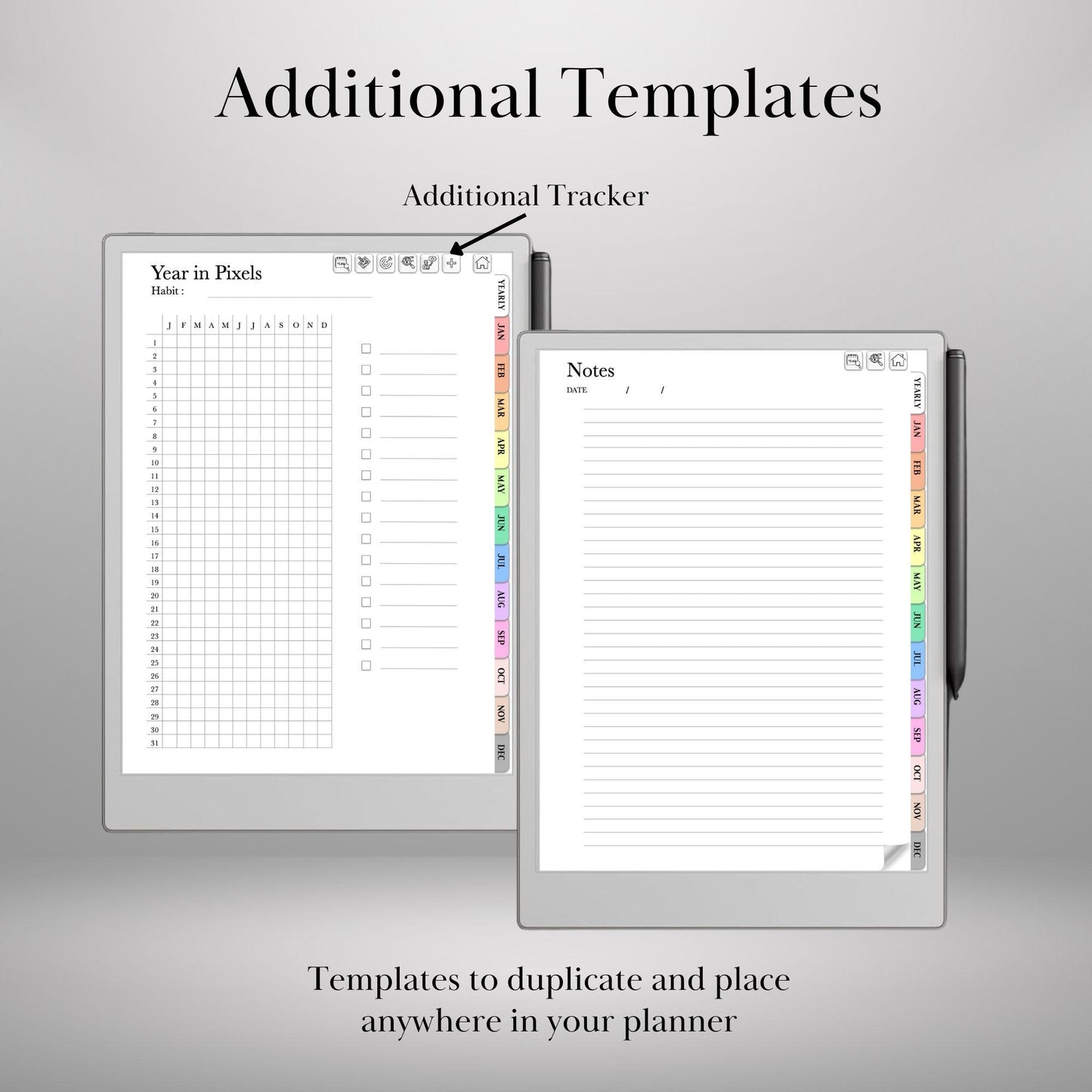 Habit Tracker for reMarkable Paper Pro and Remarkable 2 Hyperlinked PDF Template Digital Wellness Tracker Templates Productivity Template