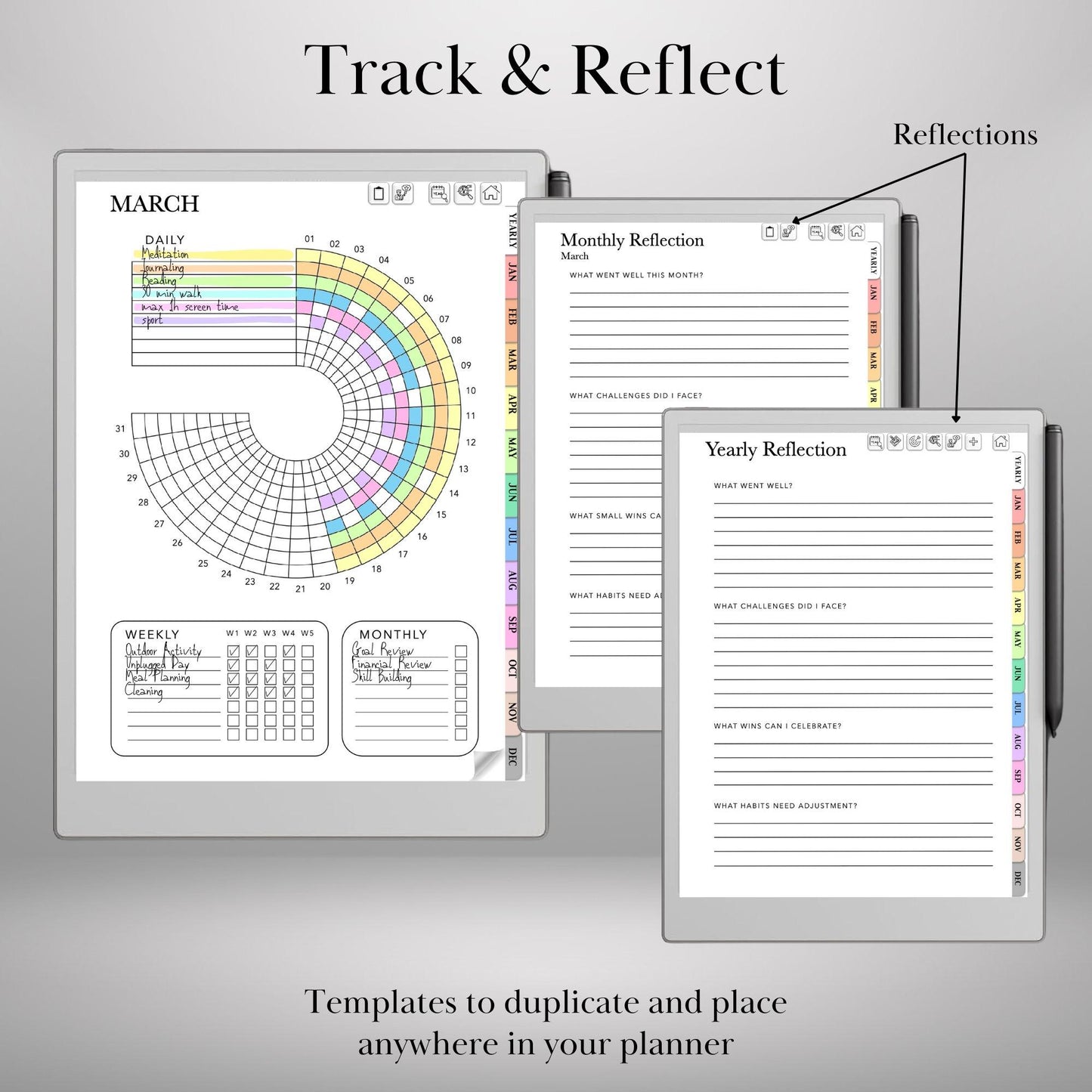 Habit Tracker for reMarkable Paper Pro and Remarkable 2 Hyperlinked PDF Template Digital Wellness Tracker Templates Productivity Template