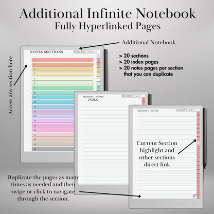 Daily Journal Planner 2025 for reMarkable Paper pro Journaling Hyperlinked Notebook reMarkable Templates Digital Planner reMrakable Calendar