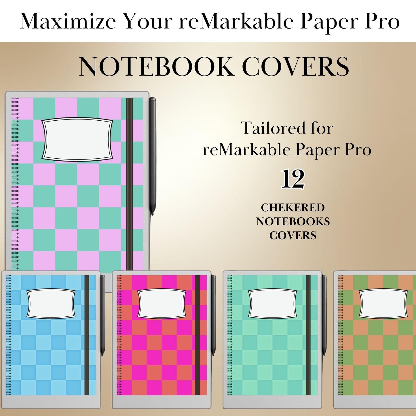 Covers for reMarkable Paper Pro Template Colored Notebook Cover Pages Digital Notebook Bundle for reMarkable Notebook e-ink digital covers