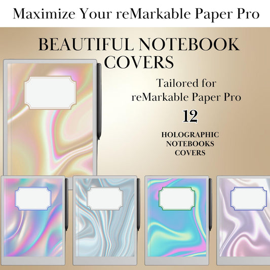 Color Notebook Covers for reMarkable Paper Pro – Digital Bundle of eInk Cover Pages & Templates