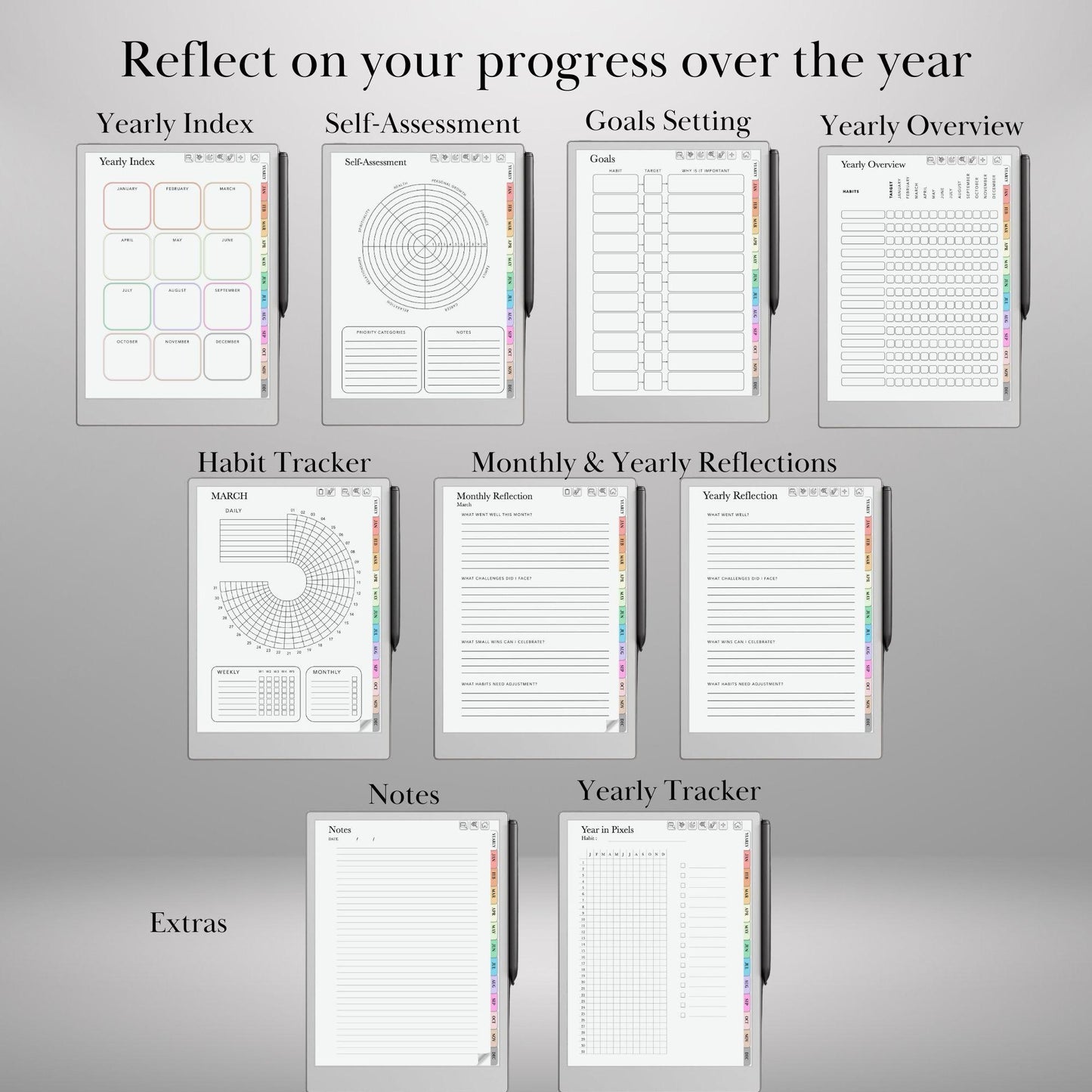 Habit Tracker for reMarkable Paper Pro and Remarkable 2 Hyperlinked PDF Template Digital Wellness Tracker Templates Productivity Template
