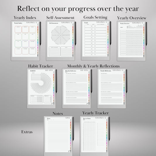 Habit Tracker for reMarkable Paper Pro and Remarkable 2 Hyperlinked PDF Template Digital Wellness Tracker Templates Productivity Template