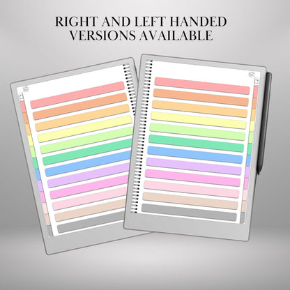 Colored tabs Notebook for reMarkable Paper Pro Template Hyperlinked PDF Color Notebook template Custom Digital Notebook eInk Templates