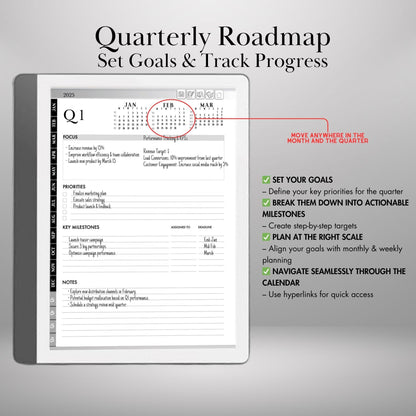 2025 Kindle Scribe Planner – Hyperlinked Daily, Weekly & Monthly Calendar | Productivity PDF Notebook