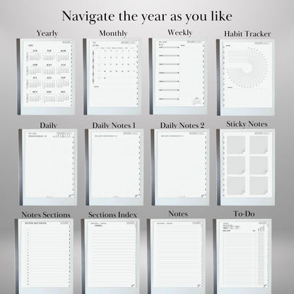 Daily Planner 2025 for reMarkable 2 Templates Remakable Paper pro Journaling Hyperlinked Notebook Digital Planner reMarkable2 journal