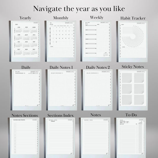 Daily Planner 2025 for reMarkable 2 Templates Remakable Paper pro Journaling Hyperlinked Notebook Digital Planner reMarkable2 journal