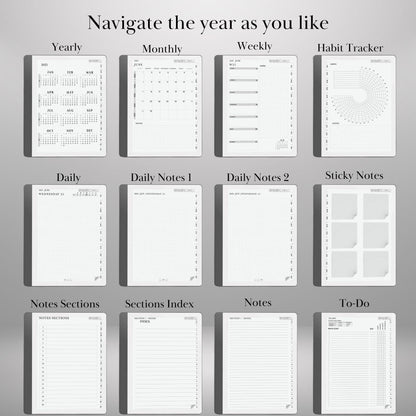 Kindle Scribe Templates 2025 Daily Journal Planner | Kindle Scribe Planner Hyperlinked Digital Notebook | Habit Tracker To-Do | PDF Download