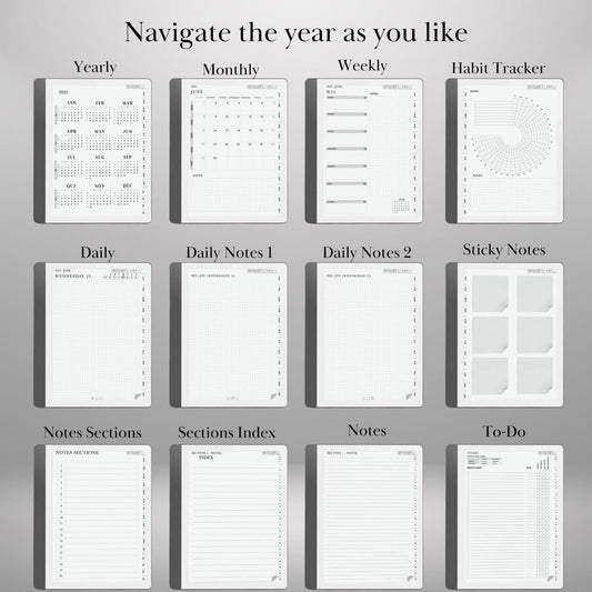 Kindle Scribe Templates 2025 Daily Journal Planner | Kindle Scribe Planner Hyperlinked Digital Notebook | Habit Tracker To-Do | PDF Download