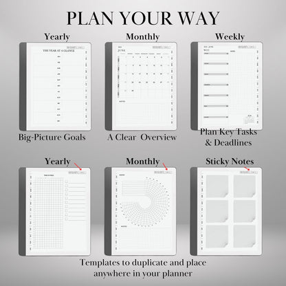 Kindle Scribe Templates 2025 Daily Journal Planner | Kindle Scribe Planner Hyperlinked Digital Notebook | Habit Tracker To-Do | PDF Download