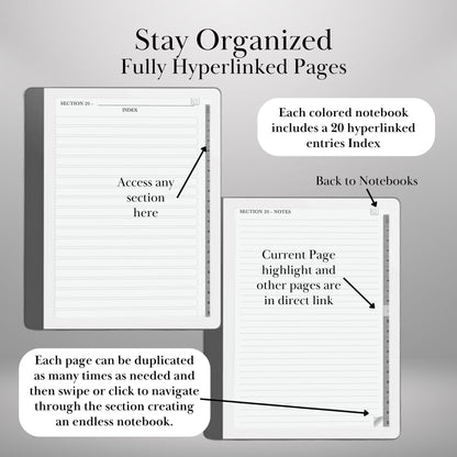 Kindle Scribe Templates Notebook | Kindle Scribe Insert | Hyperlinked PDF Minimalist Digital Notebook with Tabs | eInk Notes Organizer