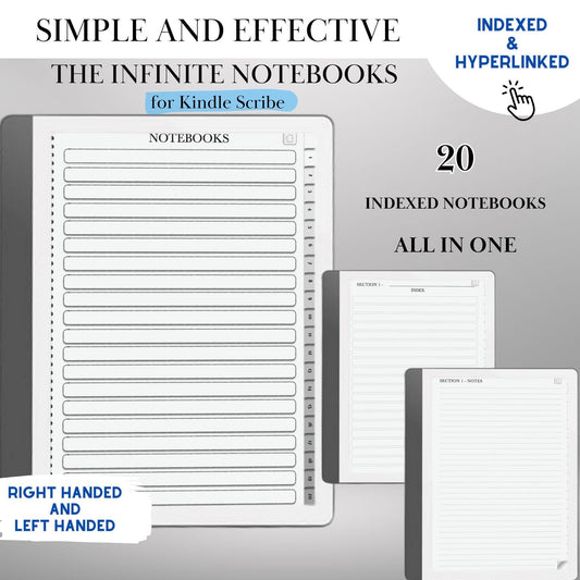 Kindle Scribe Templates Notebook | Kindle Scribe Insert | Hyperlinked PDF Minimalist Digital Notebook with Tabs | eInk Notes Organizer