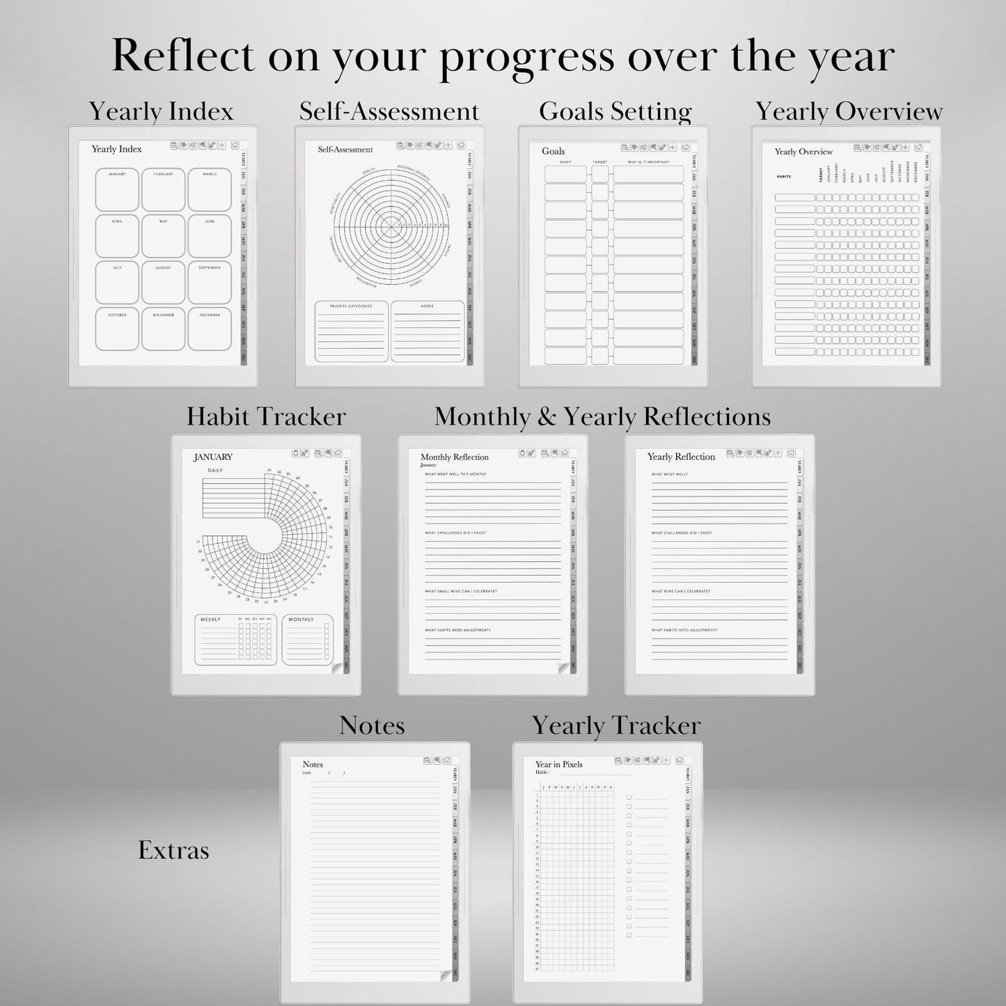 Supernote Template Habit Tracker Supernote Planner Hyperlinked PDF Template | Minimalist Goal Tracker Templates | Productivity Template