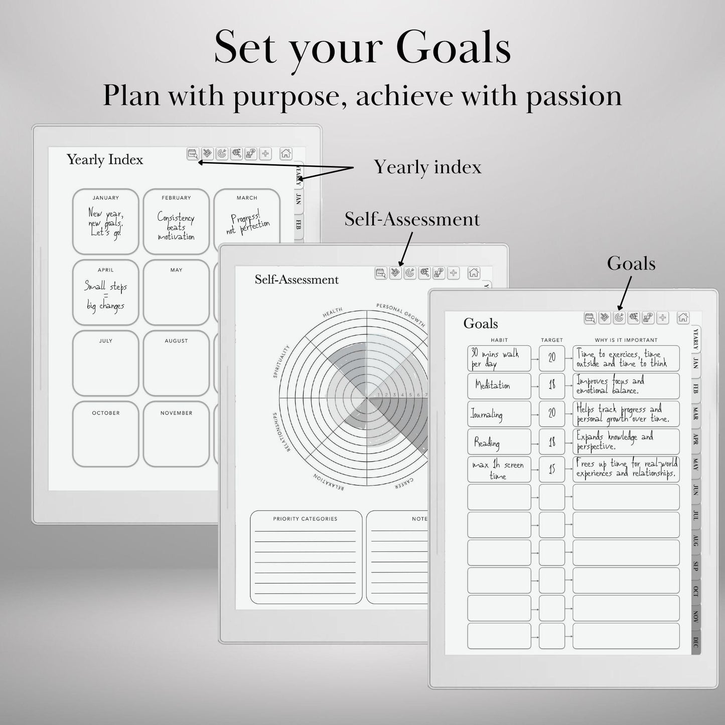 Supernote Template Habit Tracker Supernote Planner Hyperlinked PDF Template | Minimalist Goal Tracker Templates | Productivity Template