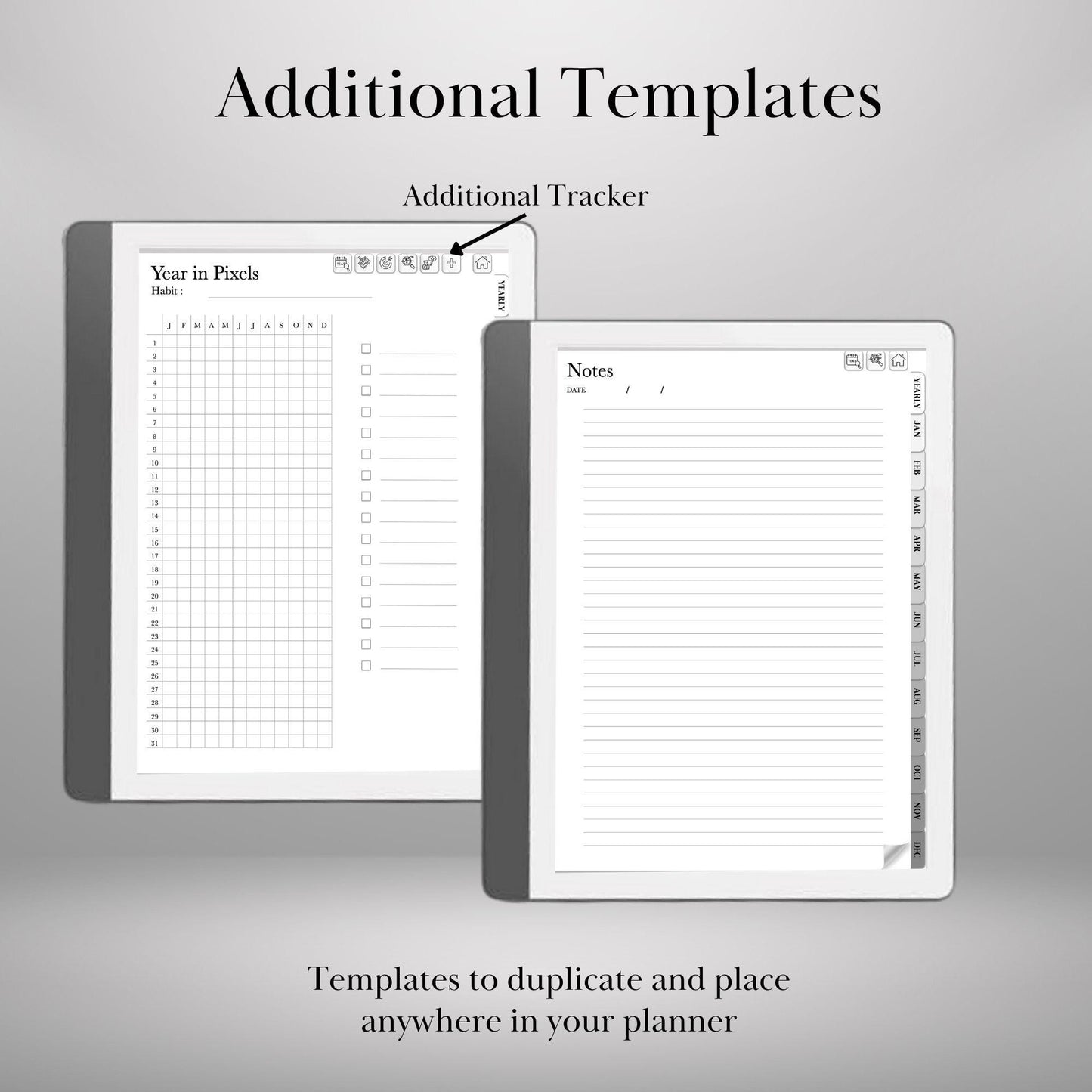 Kindle Scribe Habit Tracker Template Hyperlinked PDF | Kindle Scribe Planner Productivity Template | Minimalist Goal Tracker Templates