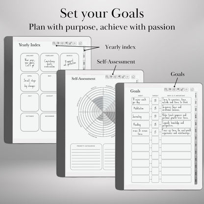 Kindle Scribe Habit Tracker Template Hyperlinked PDF | Kindle Scribe Planner Productivity Template | Minimalist Goal Tracker Templates