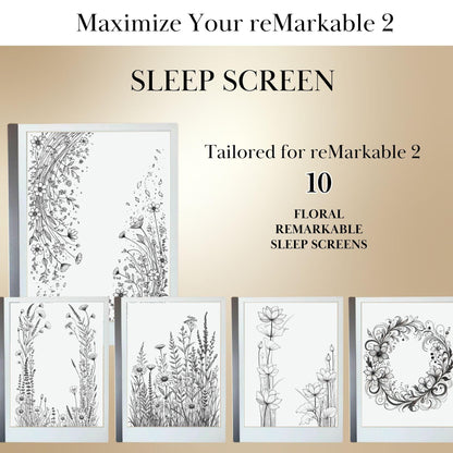 Floral Sleep Screen Bundle for reMarkable 2 | Remarkable2 Template | Bouquet Theme Cover | Digital Sleep Screen | Bundle for reMarkable 2