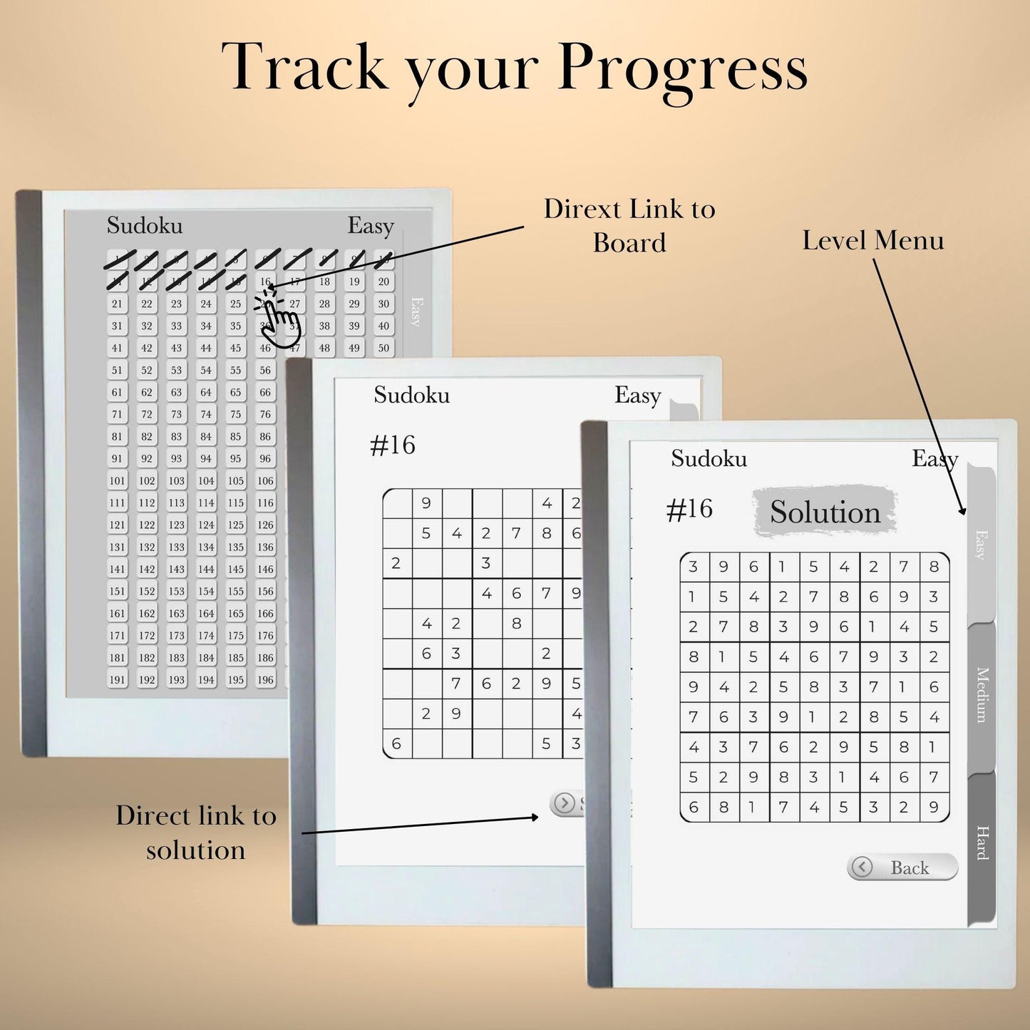 Sudoku Puzzle Book for reMarkable 2 Template Hyperlinked Sudoku remarkable Game reMarkable 2 puzzle remarkable2 e-ink template