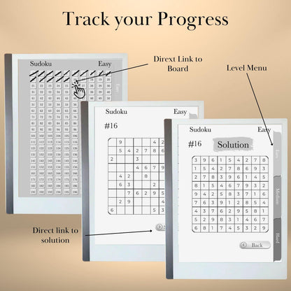 Sudoku Puzzle Book for reMarkable 2 Template Hyperlinked Sudoku remarkable Game reMarkable 2 puzzle remarkable2 e-ink template