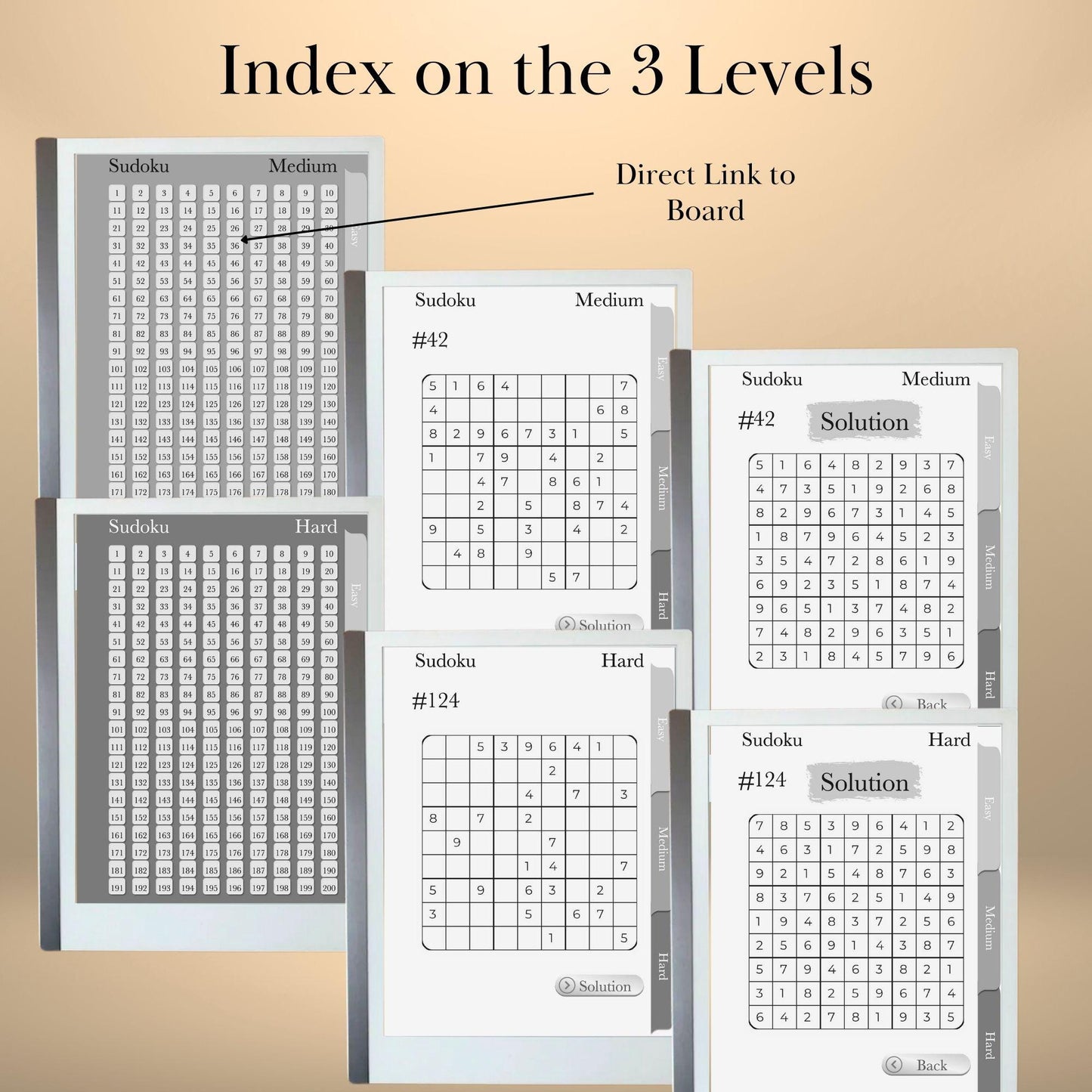Sudoku Puzzle Book for reMarkable 2 Template Hyperlinked Sudoku remarkable Game reMarkable 2 puzzle remarkable2 e-ink template