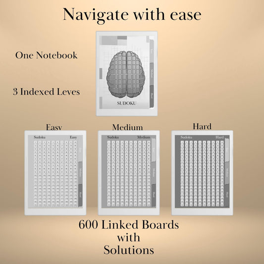 Supernote Template Sudoku Puzzle Book | Hyperlinked PDF | Supernote Puzzle Game | Supernote Templates | Brain Training for eInk Tablets