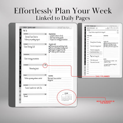 2025 Kindle Scribe Planner – Hyperlinked Daily, Weekly & Monthly Calendar | Productivity PDF Notebook