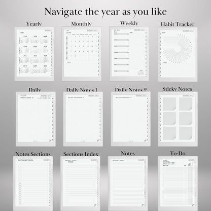 Supernote Template 2025 Daily Journal Planner | Hyperlinked Digital Planner Supernote A5X & A6X | Habit Tracker, To-Do, Notes | PDF Download