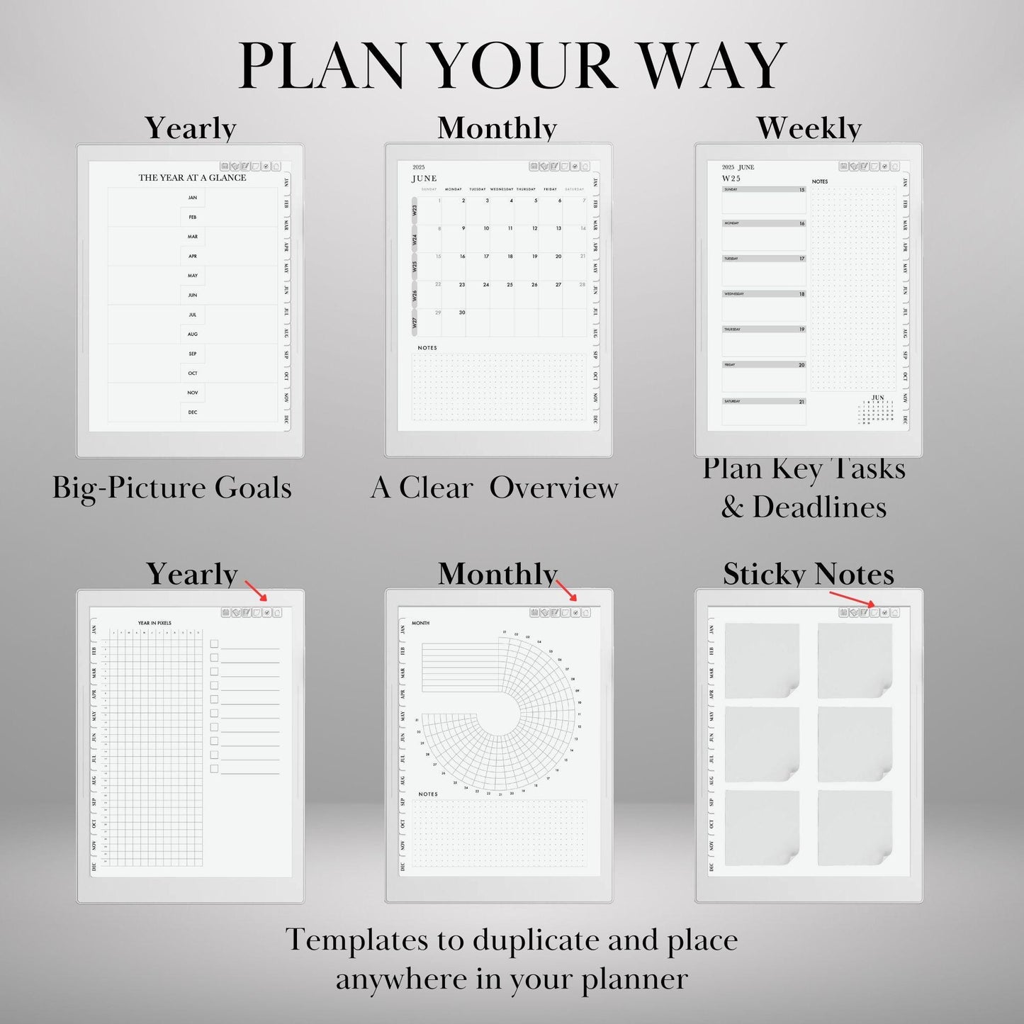 Supernote Template 2025 Daily Journal Planner | Hyperlinked Digital Planner Supernote A5X & A6X | Habit Tracker, To-Do, Notes | PDF Download