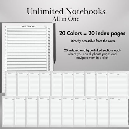 Kindle Scribe Templates Notebook | Kindle Scribe Insert | Hyperlinked PDF Minimalist Digital Notebook with Tabs | eInk Notes Organizer