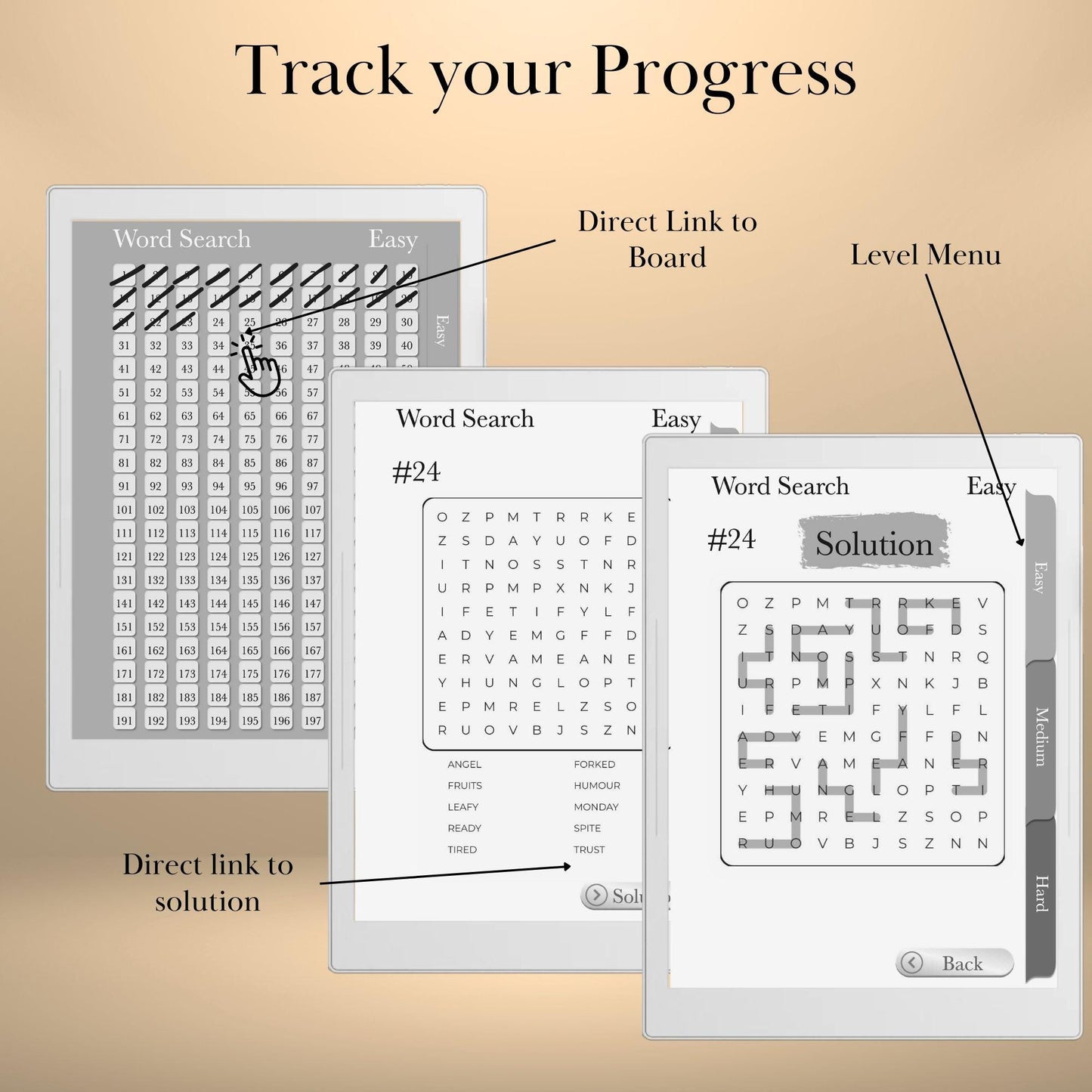 Supernote Template Word Snake Puzzle Book | Hyperlinked Word Snake Game | Digital Puzzle for Supernote A5X & A6X | Brain Training eInk Book