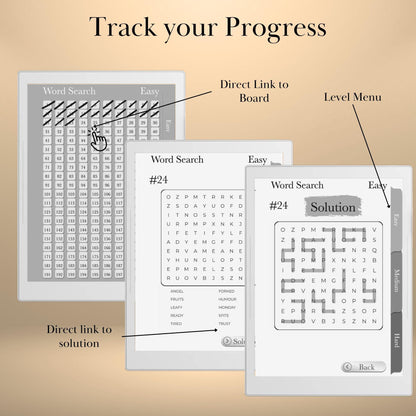 Supernote Template Word Snake Puzzle Book | Hyperlinked Word Snake Game | Digital Puzzle for Supernote A5X & A6X | Brain Training eInk Book