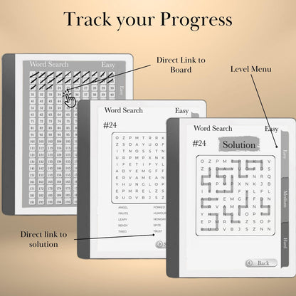 Kindle Scribe Templates Word Snake Puzzle Book | Hyperlinked Word Snake Game Brain Training eInk Puzzle | Kindle Scribe Insert