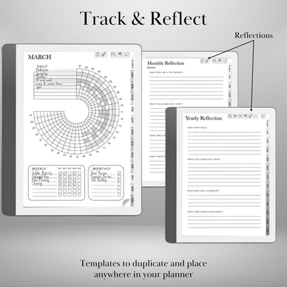 Kindle Scribe Habit Tracker Template Hyperlinked PDF | Kindle Scribe Planner Productivity Template | Minimalist Goal Tracker Templates