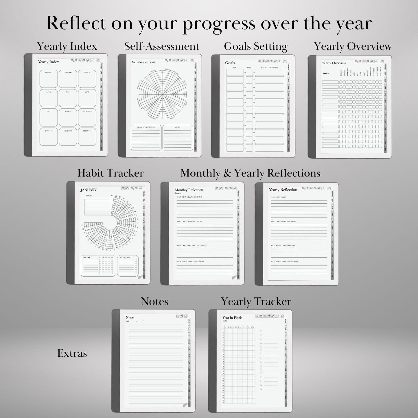 Kindle Scribe Habit Tracker Template Hyperlinked PDF | Kindle Scribe Planner Productivity Template | Minimalist Goal Tracker Templates