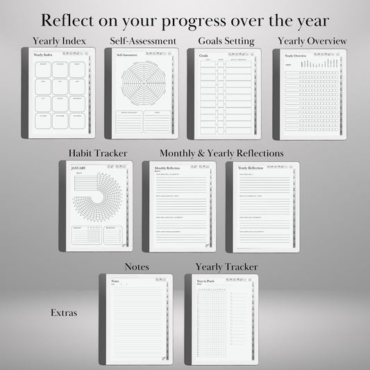 Kindle Scribe Habit Tracker Template Hyperlinked PDF | Kindle Scribe Planner Productivity Template | Minimalist Goal Tracker Templates