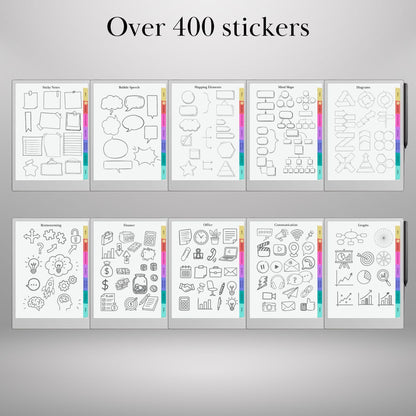 Stickers for reMarkable Paper Pro and reMarkable 2 | Traceable Stickers, Notes, Shapes and Mind Maps | reMarkable Templates | Eink Stickers