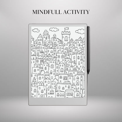 Coloring & Tracing Book for reMarkable Paper Pro Templates City Adult Coloring Hyperlinked eInk Art Therapy reMarkable 2 Mindful activity