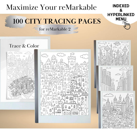 Tracing and Coloring Book Template for reMarkable 2 Hyperlinked Remarkable2 Adult Digital Mindful activity reMarkable2 Eink Art Therapy