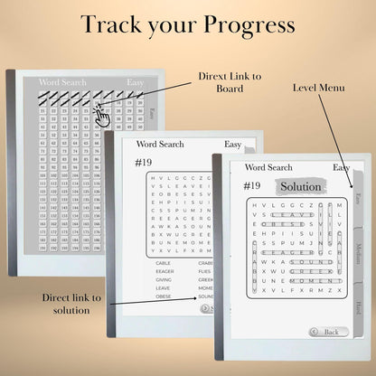 Word Search Puzzle Book for reMarkable 2 Template Hyperlinked Word Search remarkable Game reMarkable 2 puzzle Brain Games e-ink tablet