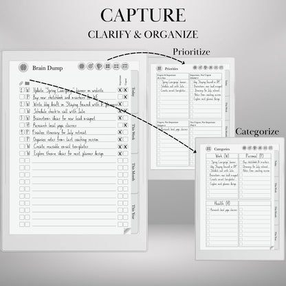 Supernote To Do Tracker GTD Planner | Supernote Template Task Productivity System | To-Do List, Brain Dump, Project Tracker | A5X & A6X PDF