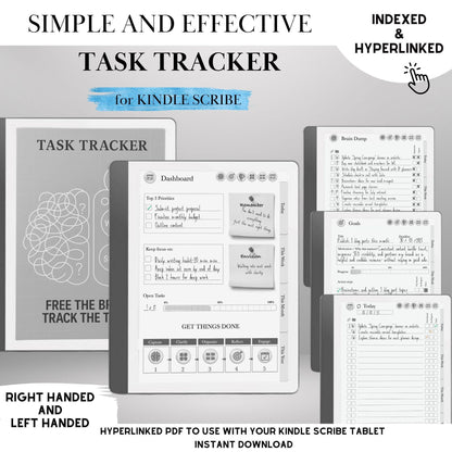 Kindle Scribe Task Planner GTD Template | Hyperlinked Productivity PDF | To-Do List, Brain Dump, Project Tracker | Kindle Scribe Organizer