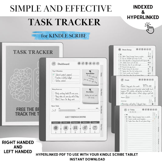Kindle Scribe Task Planner GTD Template | Hyperlinked Productivity PDF | To-Do List, Brain Dump, Project Tracker | Kindle Scribe Organizer