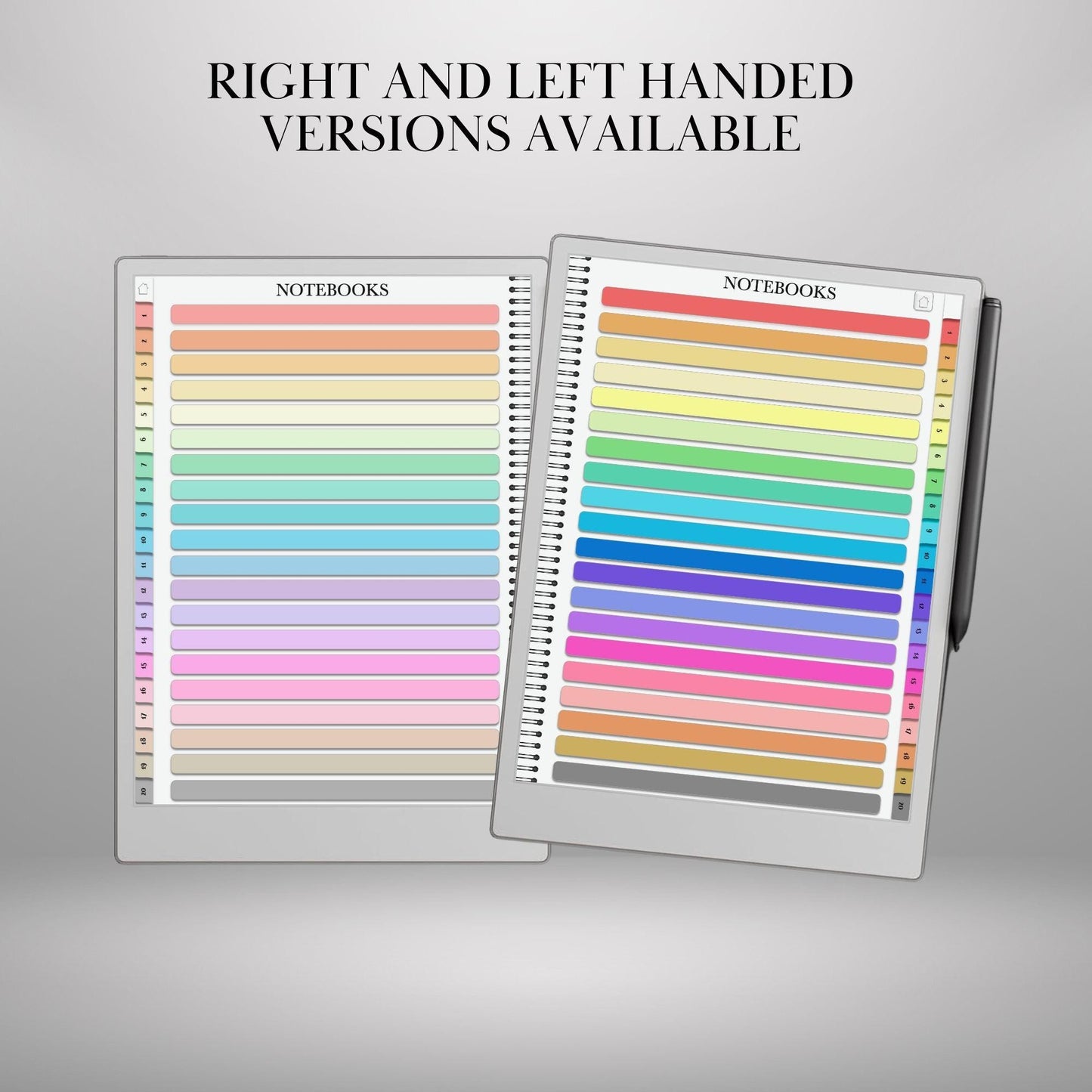 Infinite Notebooks for reMarkable Paper Pro & Remarkable 2 Hyperlinked PDF Template Colored Notebooks templates Digital Notebooks eInk