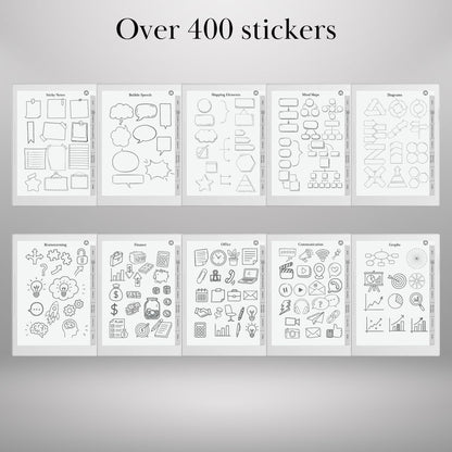 Stickers for Supernote A5X, A6X and Manta Supernote Templates Traceable Digital Stickers, Notes, Shapes & Mind Maps Hyperlinked Notebook