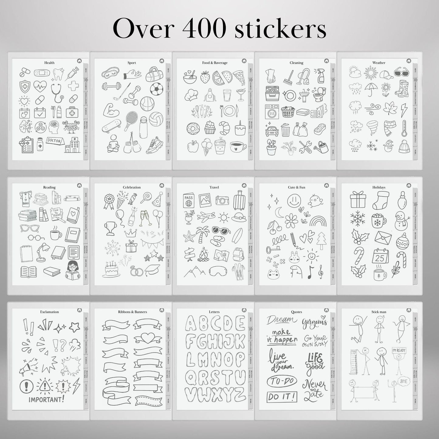 Stickers for Supernote A5X, A6X and Manta Supernote Templates Traceable Digital Stickers, Notes, Shapes & Mind Maps Hyperlinked Notebook